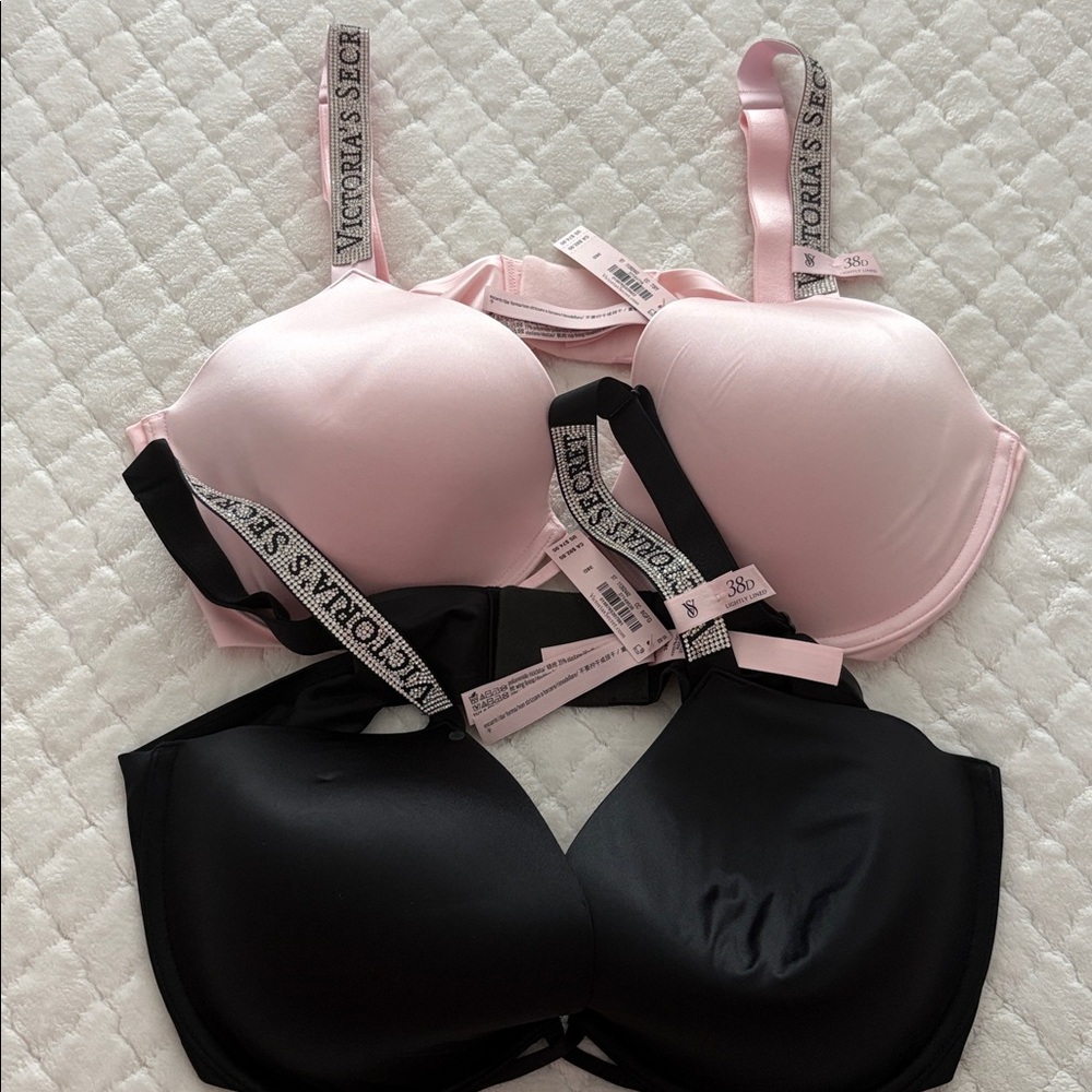 Victoria's Secret Pink & Black Smooth T-Shirt Bras Duo - Picture 2 of 3